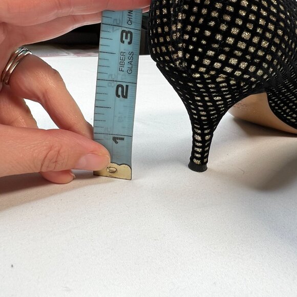 Mascaró Metallic Velvet Pumps Low Heels Pointed Toe Gold Black Evening 38 US 7.5 - Picture 4 of 13